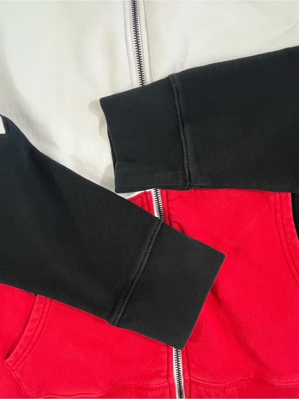 2XL True Religion Chevron Zip Hoodie Red White Black Colorblock Jacket